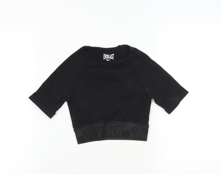 Everlast Black Cropped Gym T-Shirt UK 8 Short Sleeve