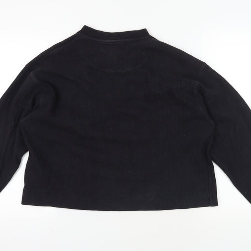 Petroleum Black V-Neck Striped Sweatshirt, Size L