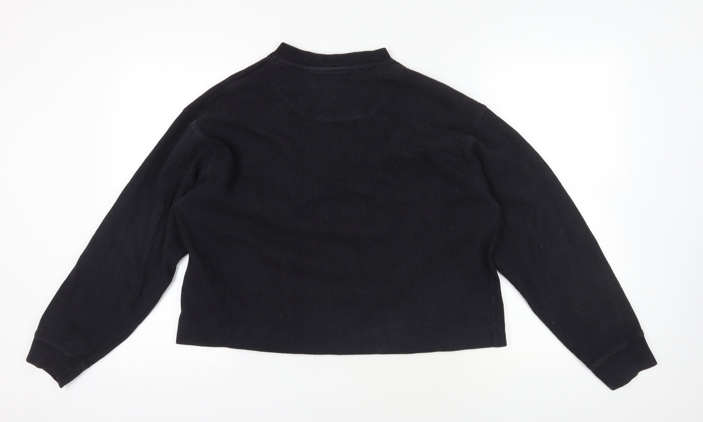 Petroleum Black V-Neck Striped Sweatshirt, Size L