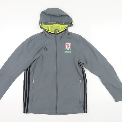 Adidas Grey Boys Hooded Jacket 13-14 Years