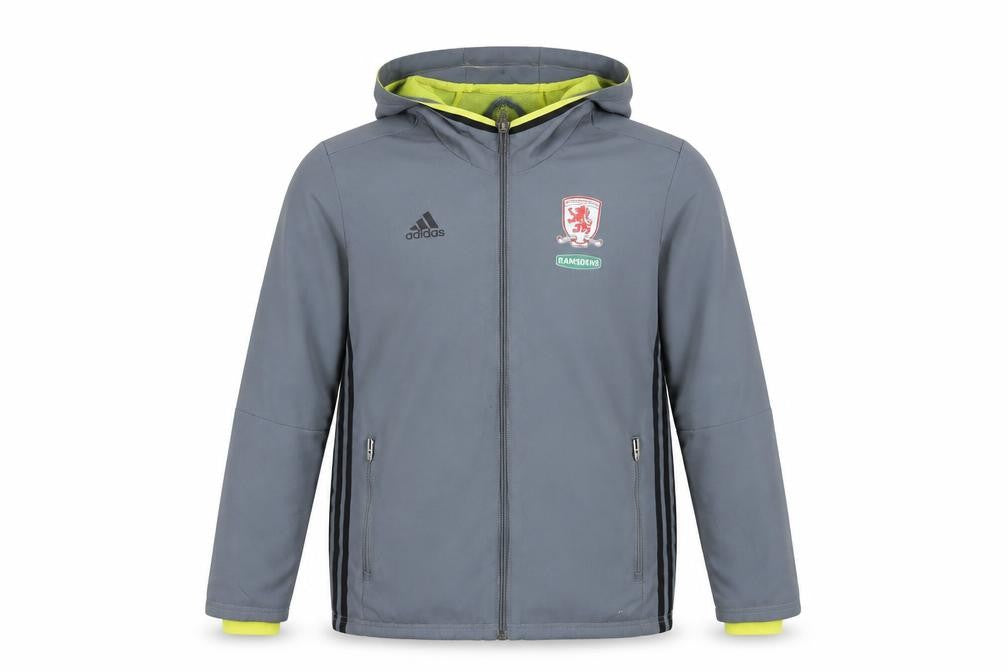 Front view of Adidas Grey boys’ hooded jacket 13-14 years