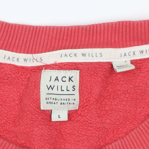 Jack Wills Red Logo Sweatshirt, Size L, Pullover Style