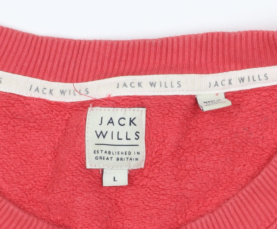 Jack Wills Red Logo Sweatshirt, Size L, Pullover Style