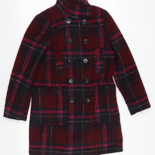 Monsoon Multicoloured Plaid Pea Coat, Size 10