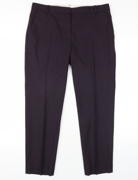 Jigsaw Womens Purple Wool Dress Pants Trousers Size 12 L29 in Regular Zip