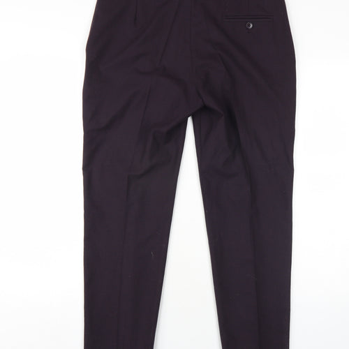 Jigsaw Womens Purple Wool Dress Pants Trousers Size 12 L29 in Regular Zip