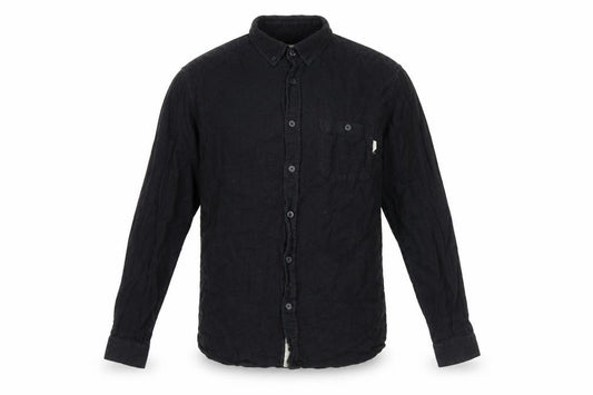 Front view of Urban Outfitters men’s grey cotton button-up, size M, collared button