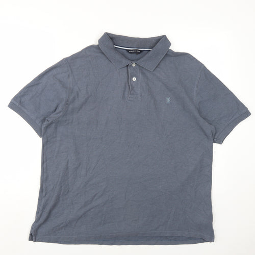 Blue Harbour Mens Grey Cotton Polo Size L Collared Button