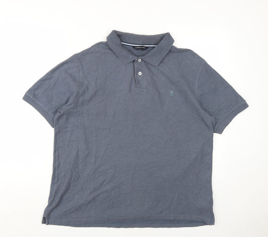 Blue Harbour Mens Grey Cotton Polo Size L Collared Button