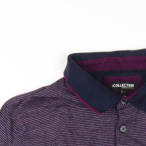 Debenhams Mens Purple Cotton Polo Size S Collared Button