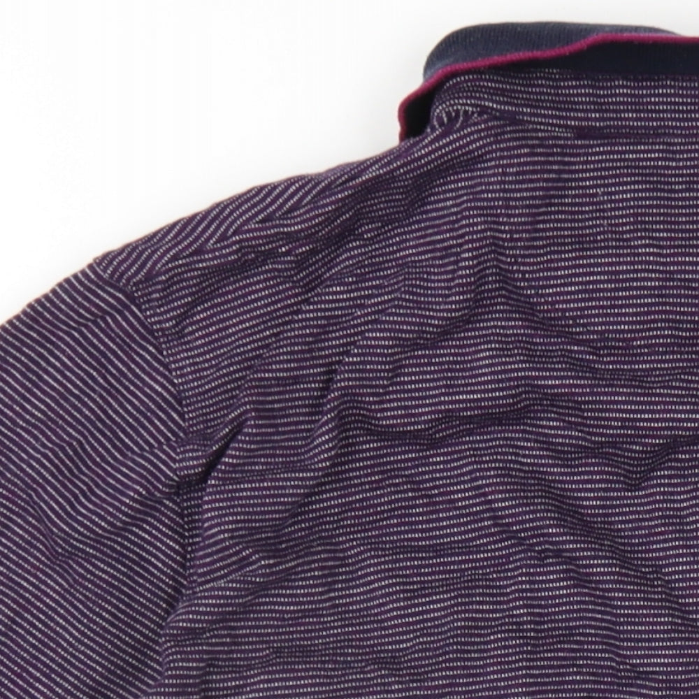 Debenhams Mens Purple Cotton Polo Size S Collared Button