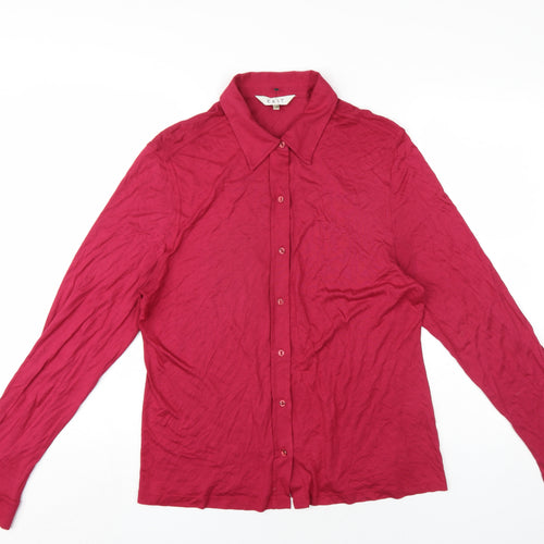EAST Womens Pink Viscose Basic Button-Up Size 18 Collared