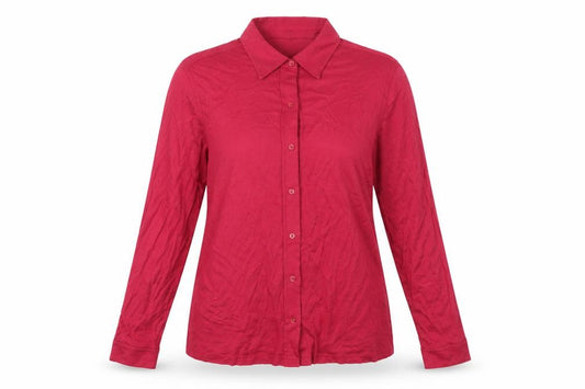 Front view of East women’s pink viscose basic button-up, size UK 18, collared