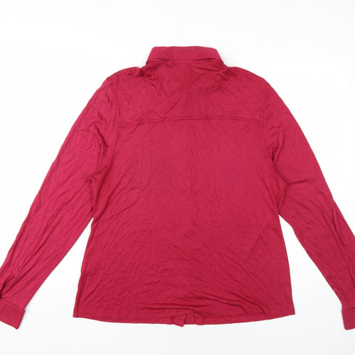 EAST Womens Pink Viscose Basic Button-Up Size 18 Collared