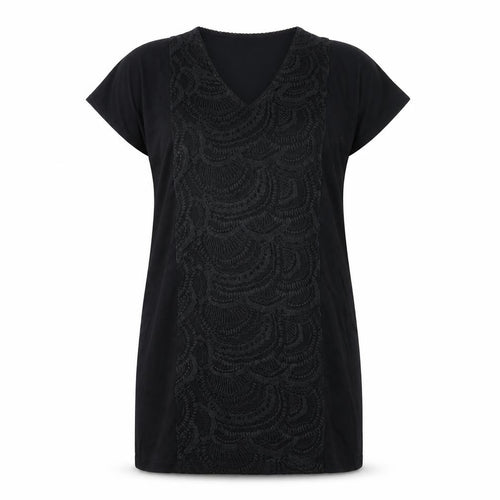 Avoca Womens Black Viscose T-Shirt Dress Size M V-Neck Pullover