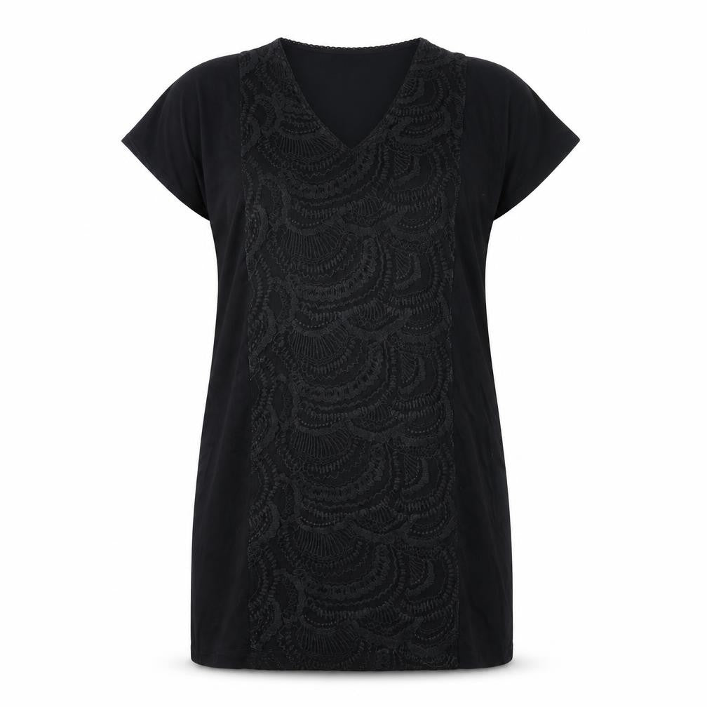 Avoca Womens Black Viscose T-Shirt Dress Size M V-Neck Pullover