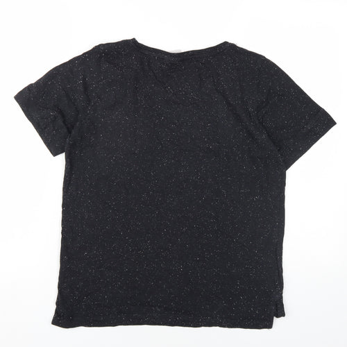 ICHI Womens Black Cotton Basic T-Shirt Size M Round Neck