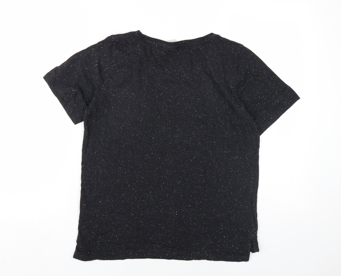 ICHI Womens Black Cotton Basic T-Shirt Size M Round Neck