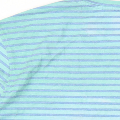 Marks and Spencer Mens Multicoloured Striped Cotton T-Shirt Size XL Round Neck