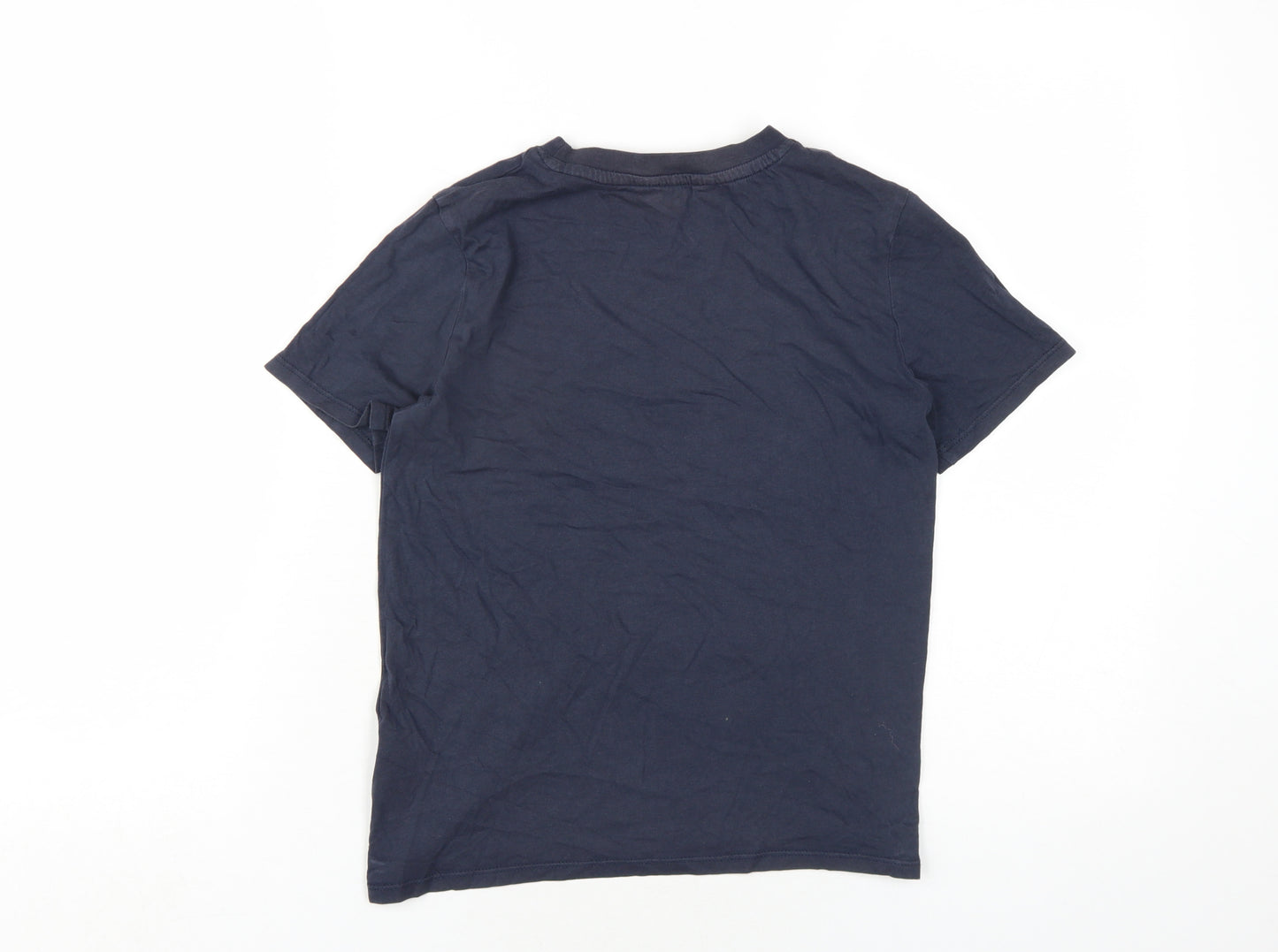 H&M Boys Blue Cotton Basic T-Shirt Size 9-10 Years Round Neck Pullover - California Surfing