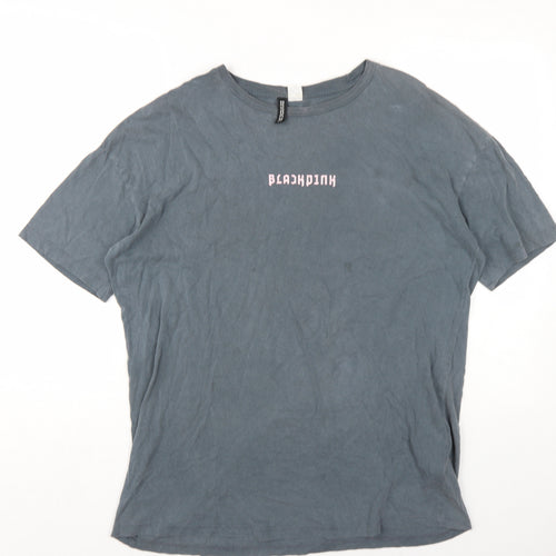 Blackpink Womens Grey Cotton Basic T-Shirt Size S Round Neck