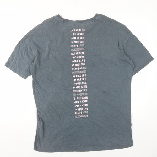 Blackpink Womens Grey Cotton Basic T-Shirt Size S Round Neck