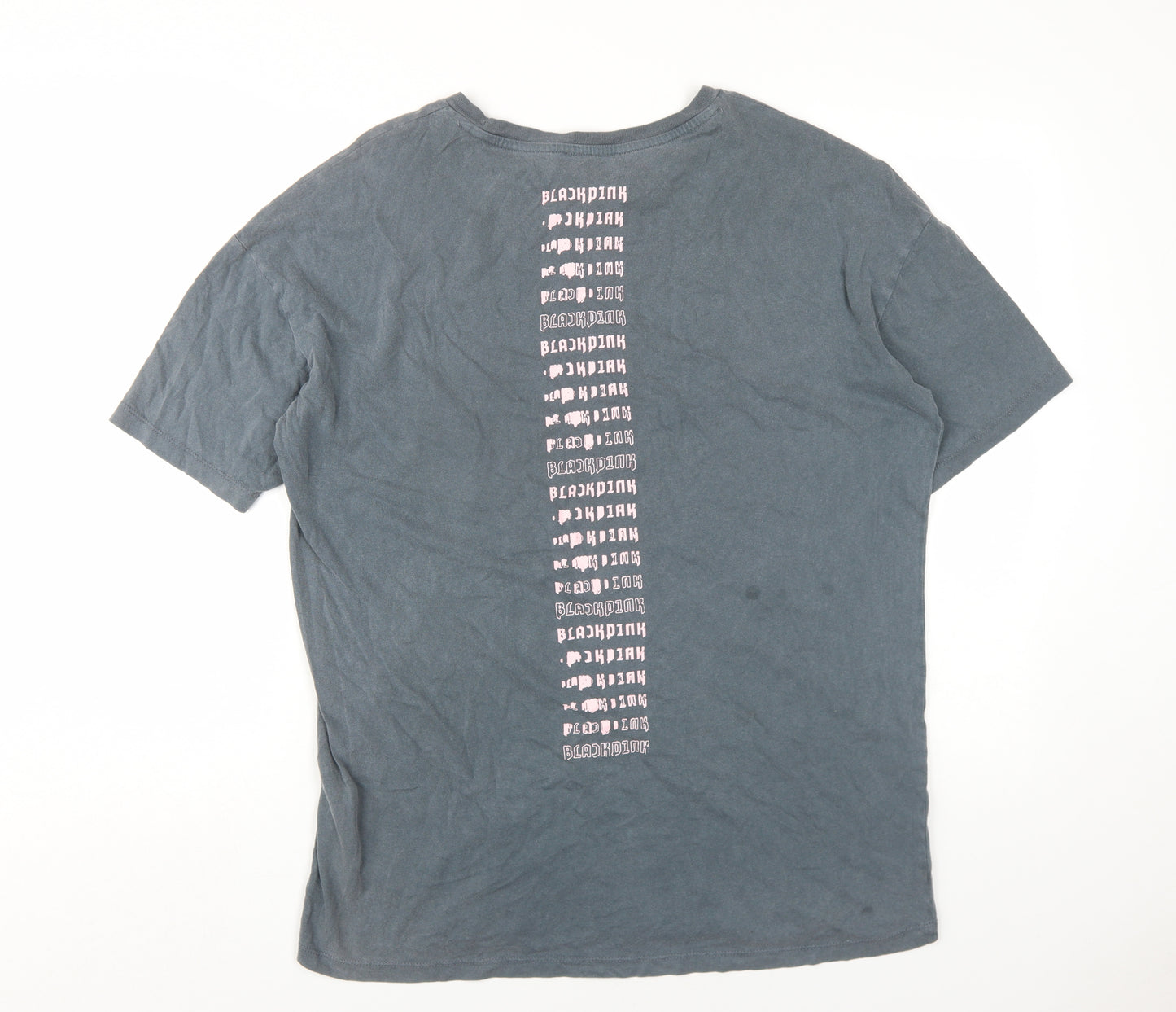 Blackpink Womens Grey Cotton Basic T-Shirt Size S Round Neck