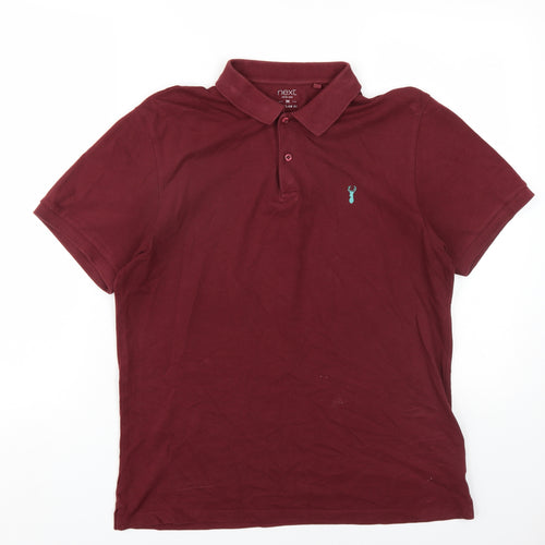 NEXT Mens Red Cotton Polo Size M Collared Button