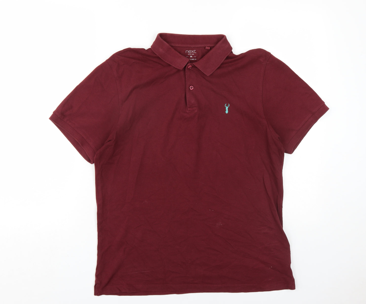 NEXT Mens Red Cotton Polo Size M Collared Button