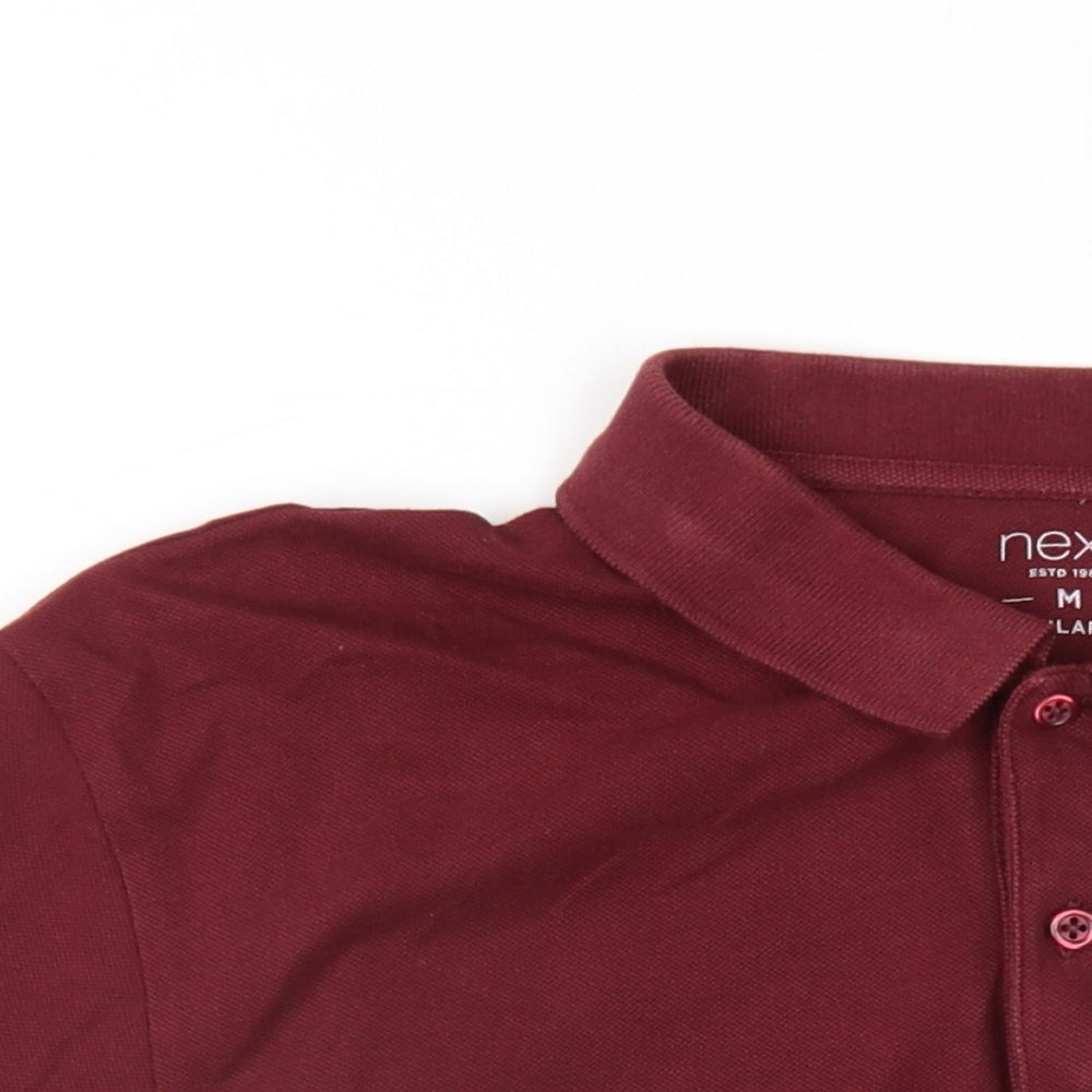 NEXT Mens Red Cotton Polo Size M Collared Button