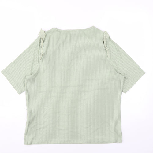 New Look Womens Green Viscose Basic T-Shirt Size 16 Round Neck