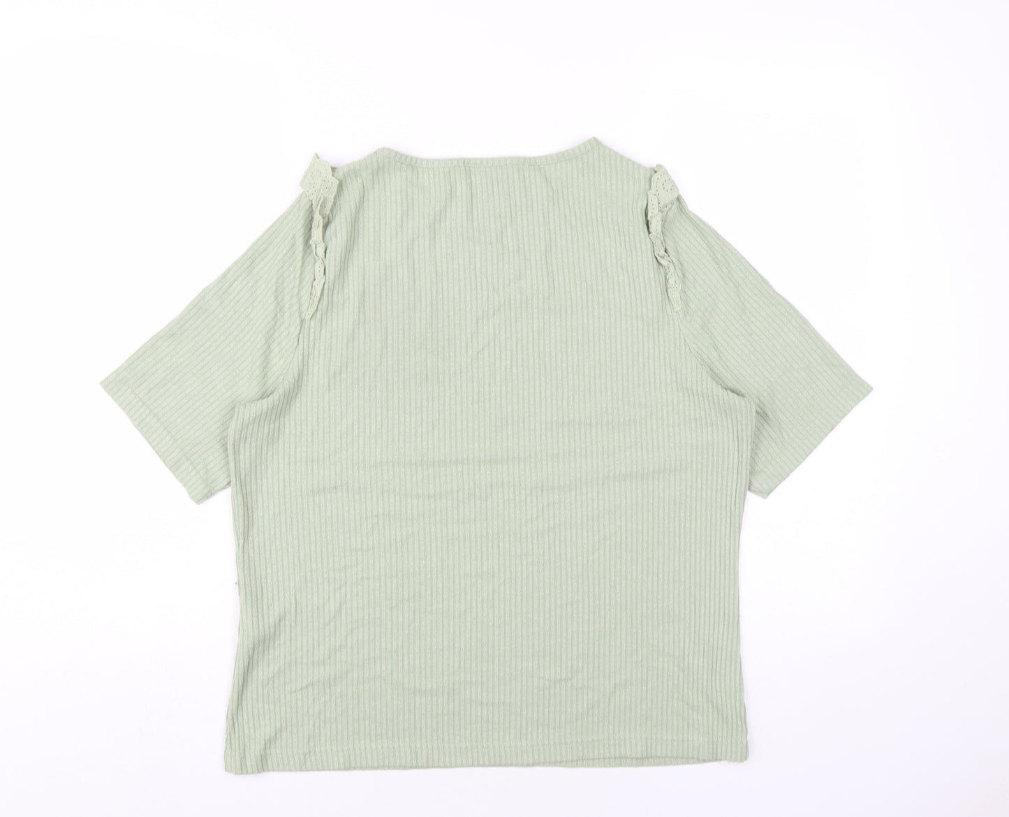 New Look Womens Green Viscose Basic T-Shirt Size 16 Round Neck