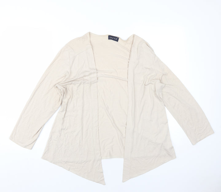 Saloos Womens Beige V-Neck Viscose Cardigan Jumper Size 14