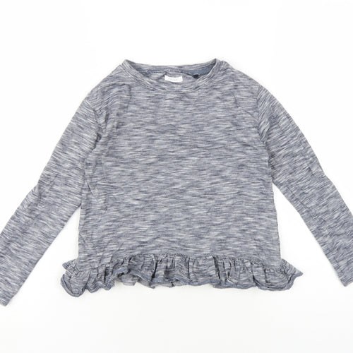 NEXT Girls Blue Cotton Basic T-Shirt Size 7 Years Round Neck Pullover
