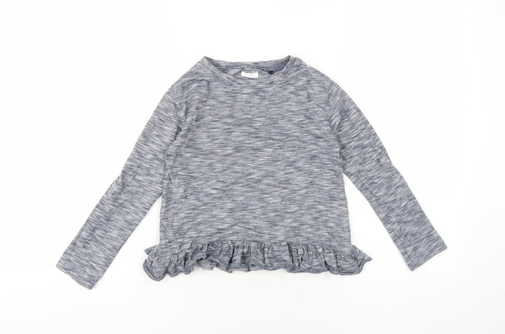 NEXT Girls Blue Cotton Basic T-Shirt Size 7 Years Round Neck Pullover