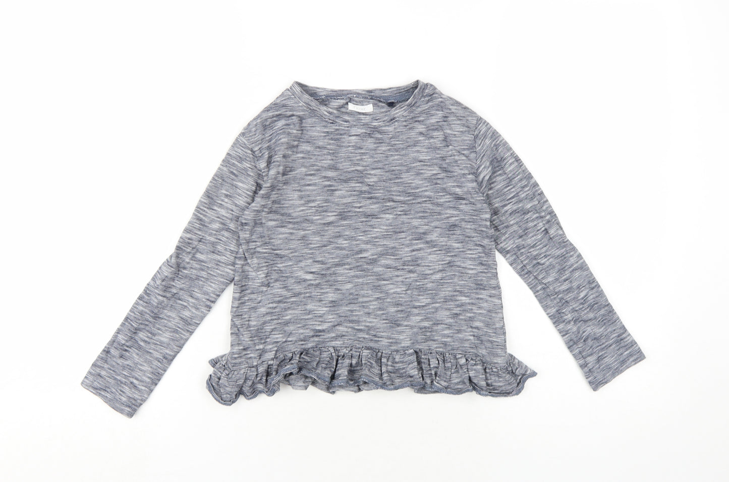 NEXT Girls Blue Cotton Basic T-Shirt Size 7 Years Round Neck Pullover