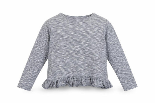 Front view of Next girls’ blue cotton basic t-shirt, size 7, years round neck pullover