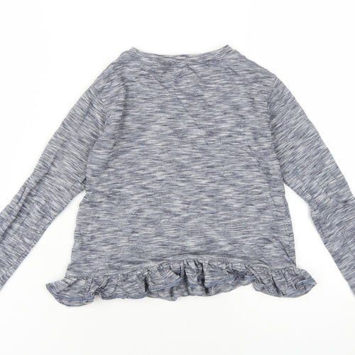 NEXT Girls Blue Cotton Basic T-Shirt Size 7 Years Round Neck Pullover
