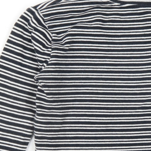 Zara Womens Black Striped Cotton Cropped T-Shirt Size S Round Neck