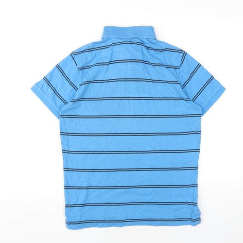 Drift King Mens Blue Striped Cotton Polo Size S Collared Button