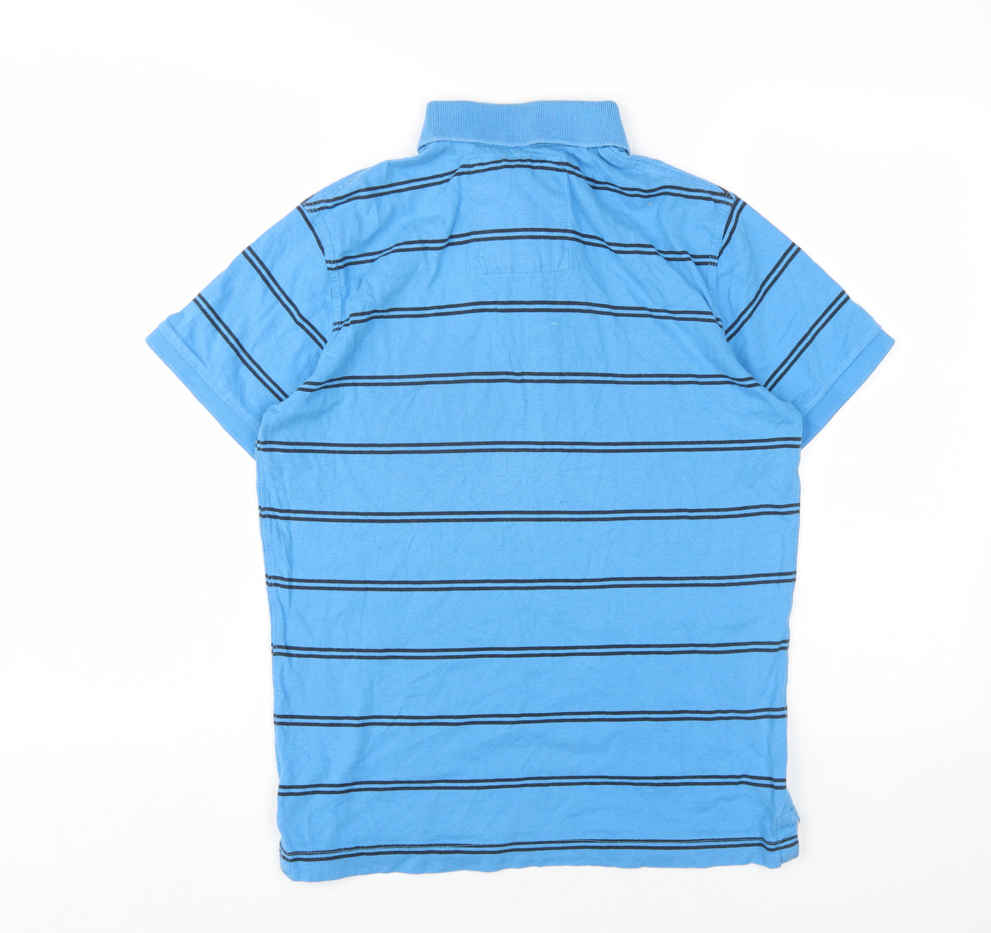 Drift King Mens Blue Striped Cotton Polo Size S Collared Button