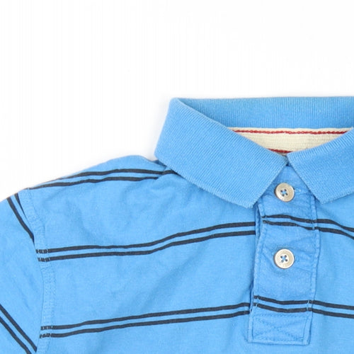 Drift King Mens Blue Striped Cotton Polo Size S Collared Button