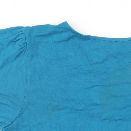 &et Womens Blue Viscose Basic T-Shirt Size 14 V-Neck