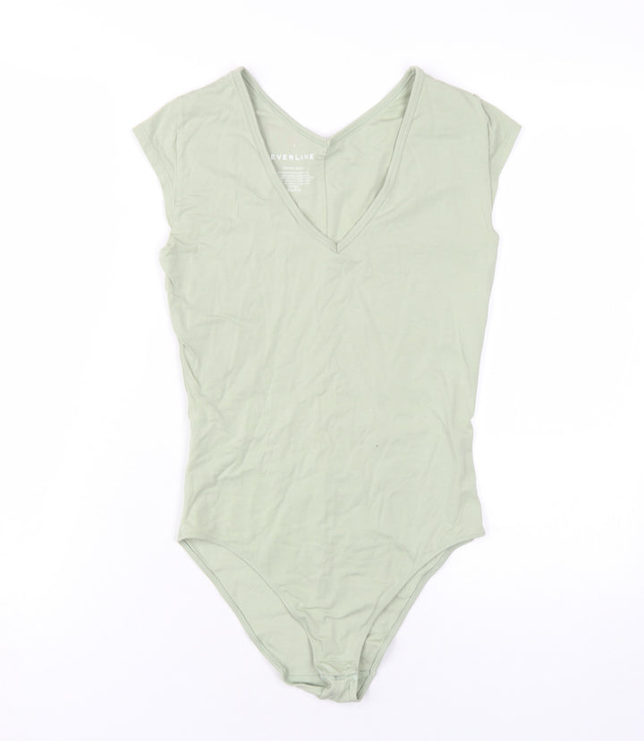 Everlane Womens Green Cotton Bodysuit One-Piece Size S Snap