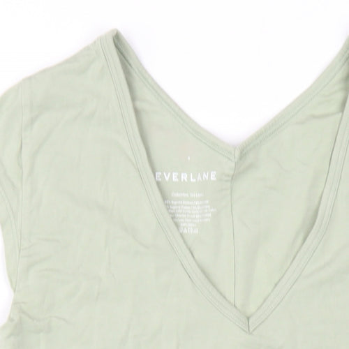 Everlane Womens Green Cotton Bodysuit One-Piece Size S Snap