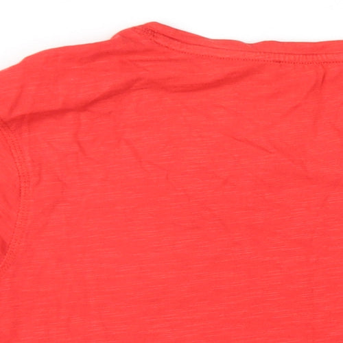 Marks and Spencer Womens Red Cotton Basic T-Shirt Size 10 Round Neck - Cold Shoulder Tie