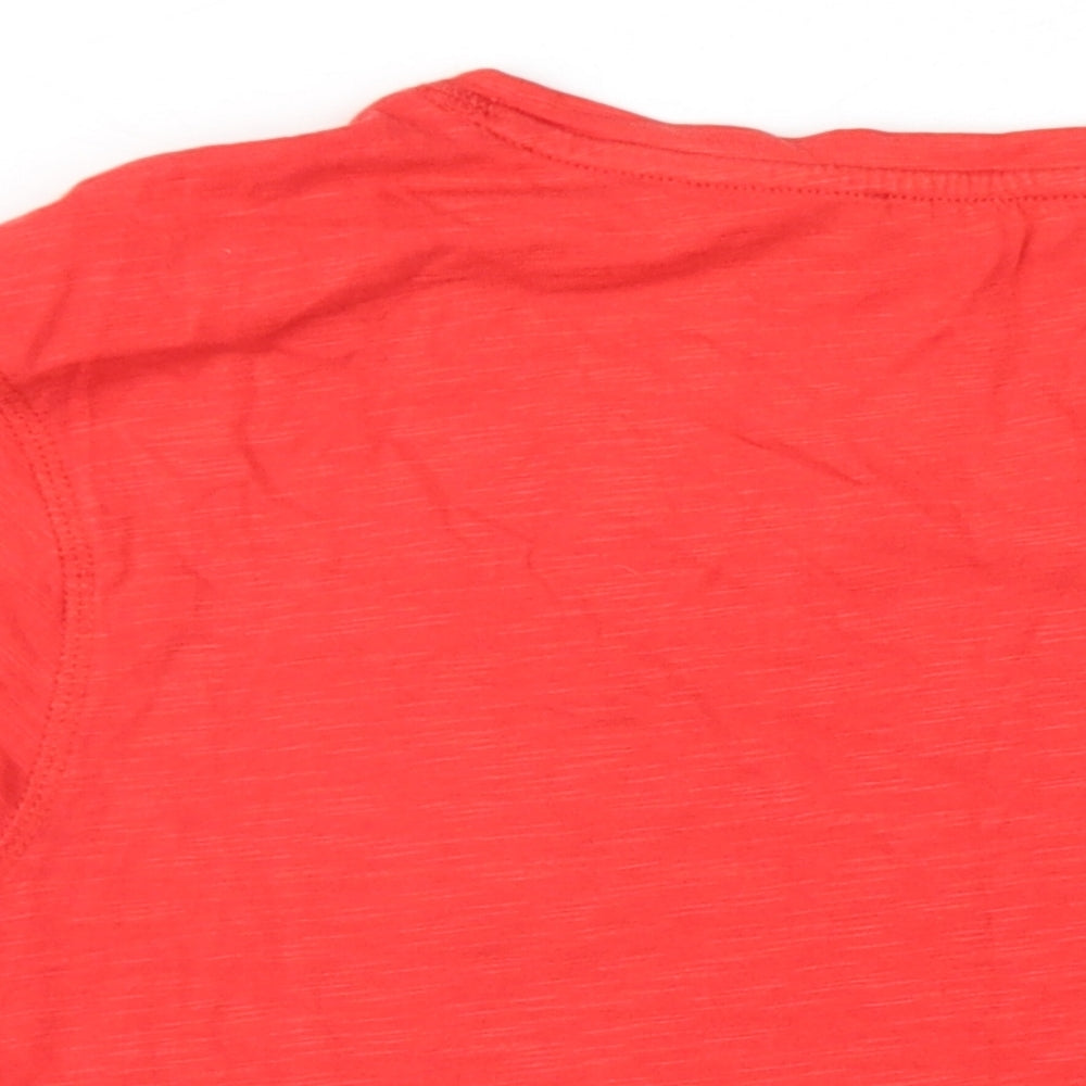 Marks and Spencer Womens Red Cotton Basic T-Shirt Size 10 Round Neck - Cold Shoulder Tie