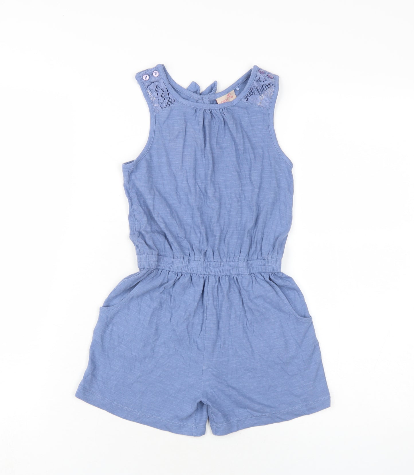 NEXT Girls Blue Cotton Playsuit One-Piece Size 6 Years Button