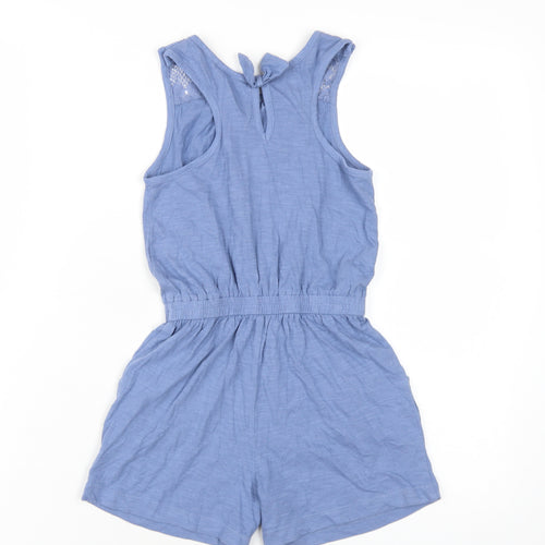 NEXT Girls Blue Cotton Playsuit One-Piece Size 6 Years Button