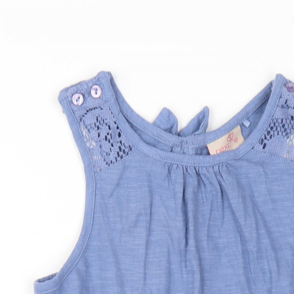 NEXT Girls Blue Cotton Playsuit One-Piece Size 6 Years Button